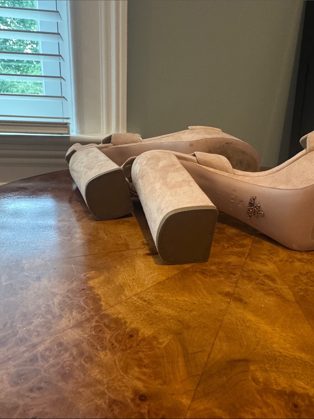 Prada Pink Suede Scalloped Platform Sandals - Picture 8 of 8